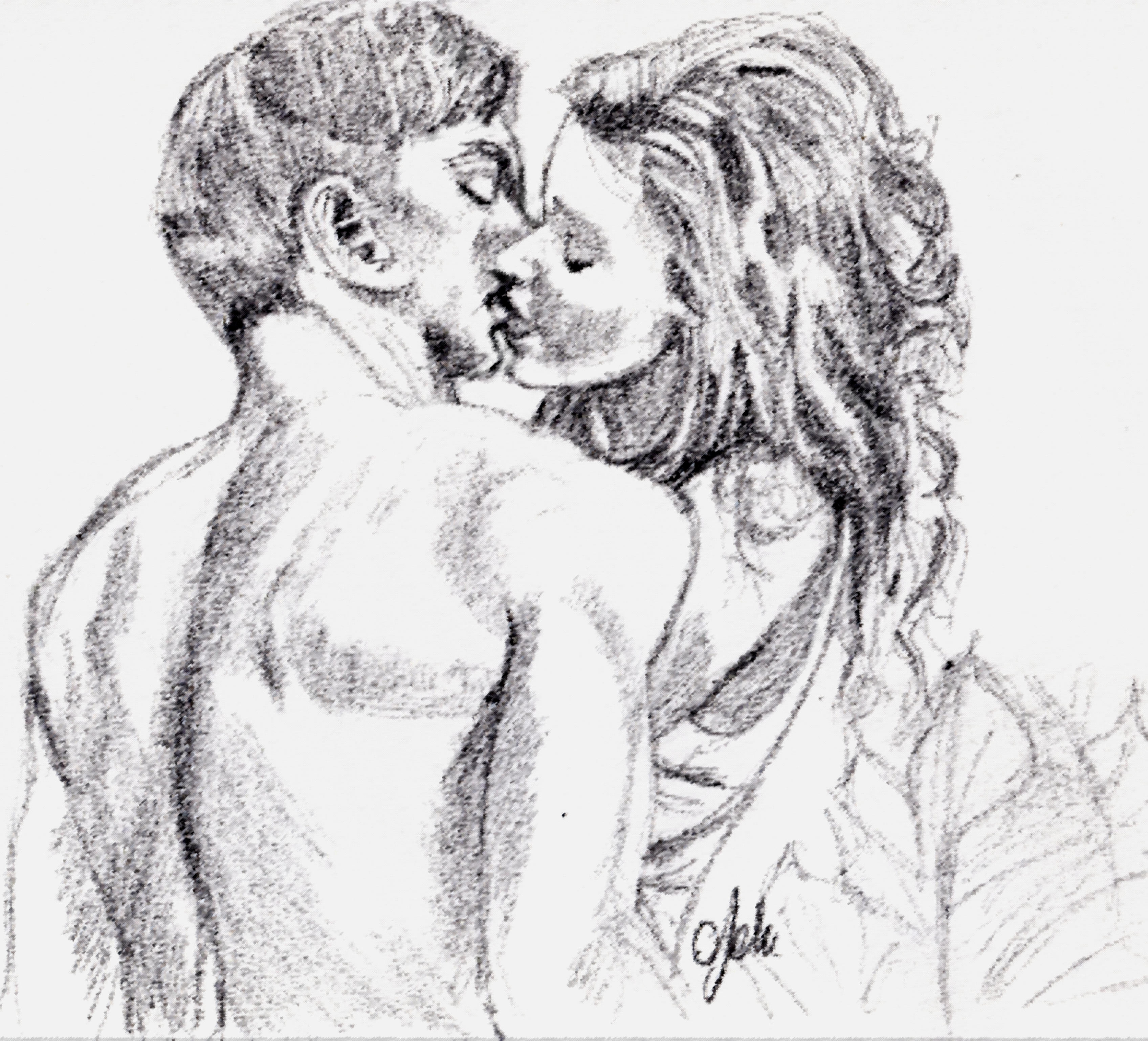 Il bacio disegno a matita di gabriella disegni ritratti